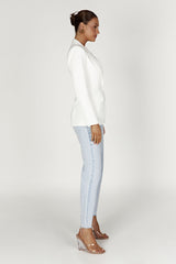 Helda Fitted Cinched Waist Blazer - White