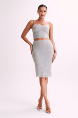 Greta Rose Beaded Camisole - Silver