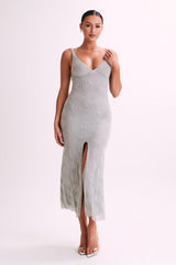 Nylah Rose Beaded Maxi Dress - Silver