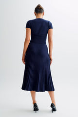 Jolene Rib Knit Midi Skirt - Navy