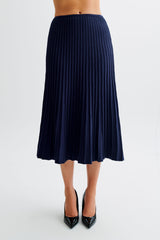 Jolene Rib Knit Midi Skirt - Navy