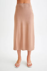 Diedre A-Line Knit Maxi Skirt - Pecan