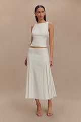 Brigette Pleated Midi Skirt - Ivory