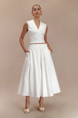 Jemima Cotton Midi Skirt - White