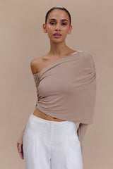 Corinna Modal One Shoulder Top - Mushroom