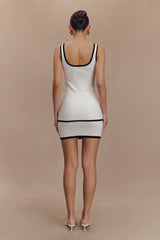 Becky Contrast Knit Mini Skirt - Ivory & Black