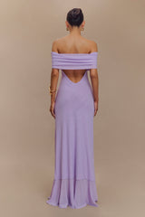 Audrey Off Shoulder Mesh Maxi Dress - Lilac