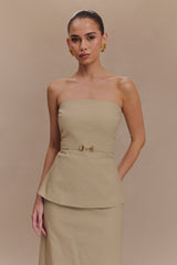 Dora Strapless Linen Top - Natural