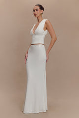 Kerrigan Slinky Ruched Sleeveless Top - White