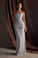 Zuri Hand Beaded Embellished Peplum Corset - Silver