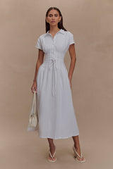 Aysha Buttoned Linen Midi Dress - White