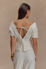 Rayne Off Shoulder Denim Top - White