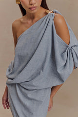 Gabriella Draped Mini Dress - Charcoal Blue Marle