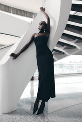 Velma Halter Collar Maxi Dress - Black