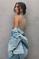 Rylee Oversized Denim Jacket - Mid Blue