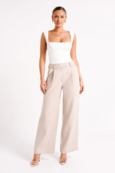 Natalie Textured Wide Leg Pant - Natural