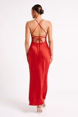 Sydney Straight Neck Slip Maxi Dress - Red