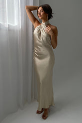 Laura Halter Satin Gown - Gold