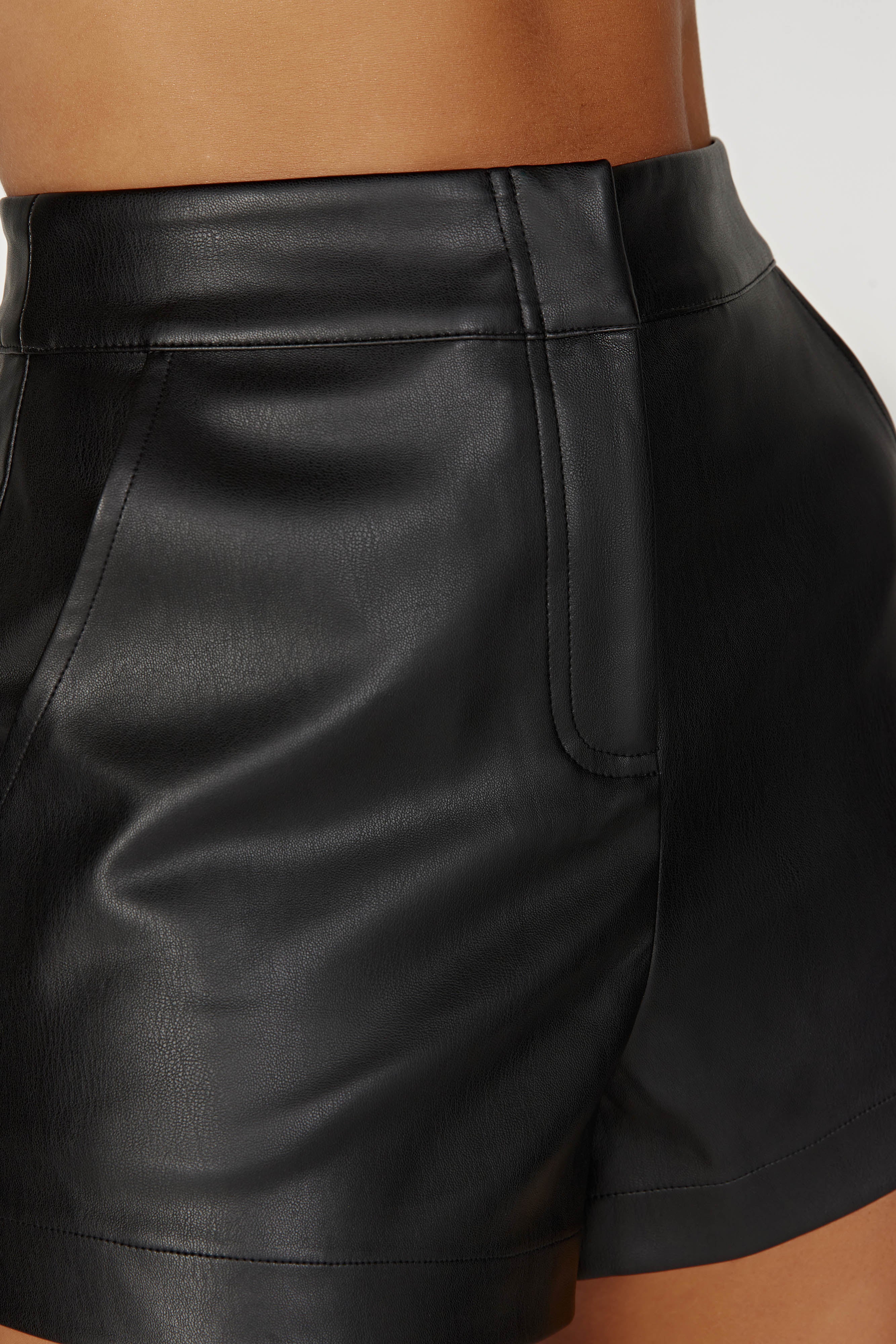 Ingrid Faux Leather Shorts - Black