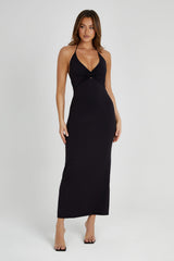 Heidi Recycled Nylon Pin Detail Midi Dress - Black