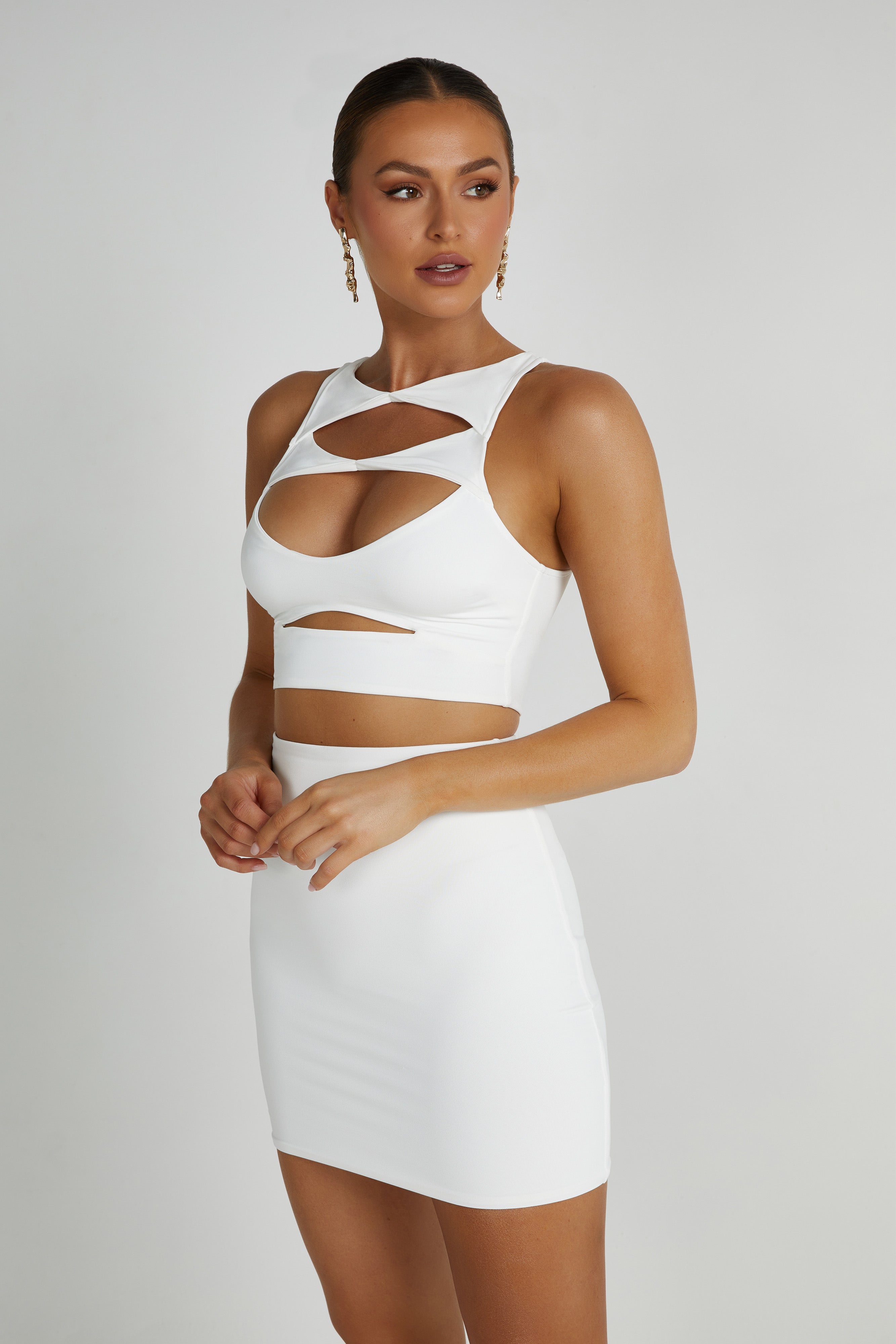 Chloe Cut Out Crop Top - White