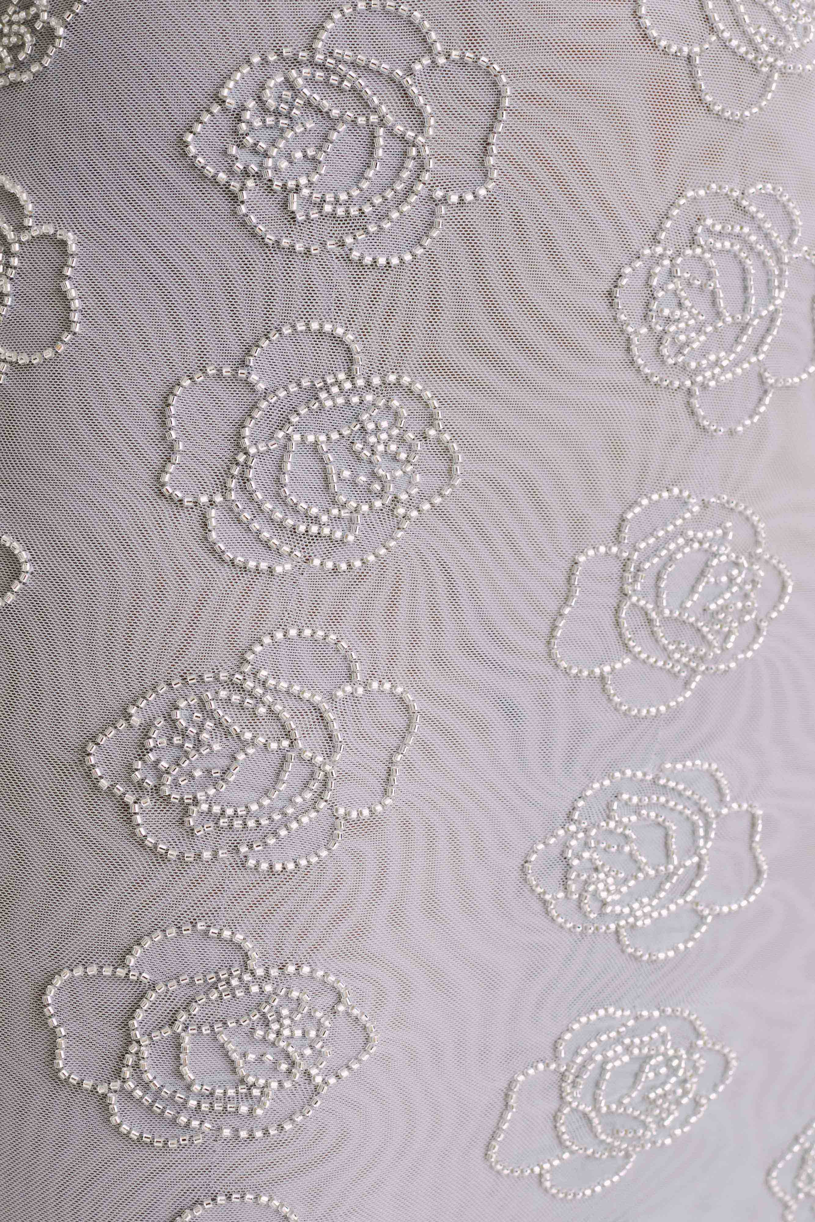 Greta Rose Beaded Midi Skirt - Silver