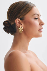 Infatuated Drop Flower Earrings - Gold