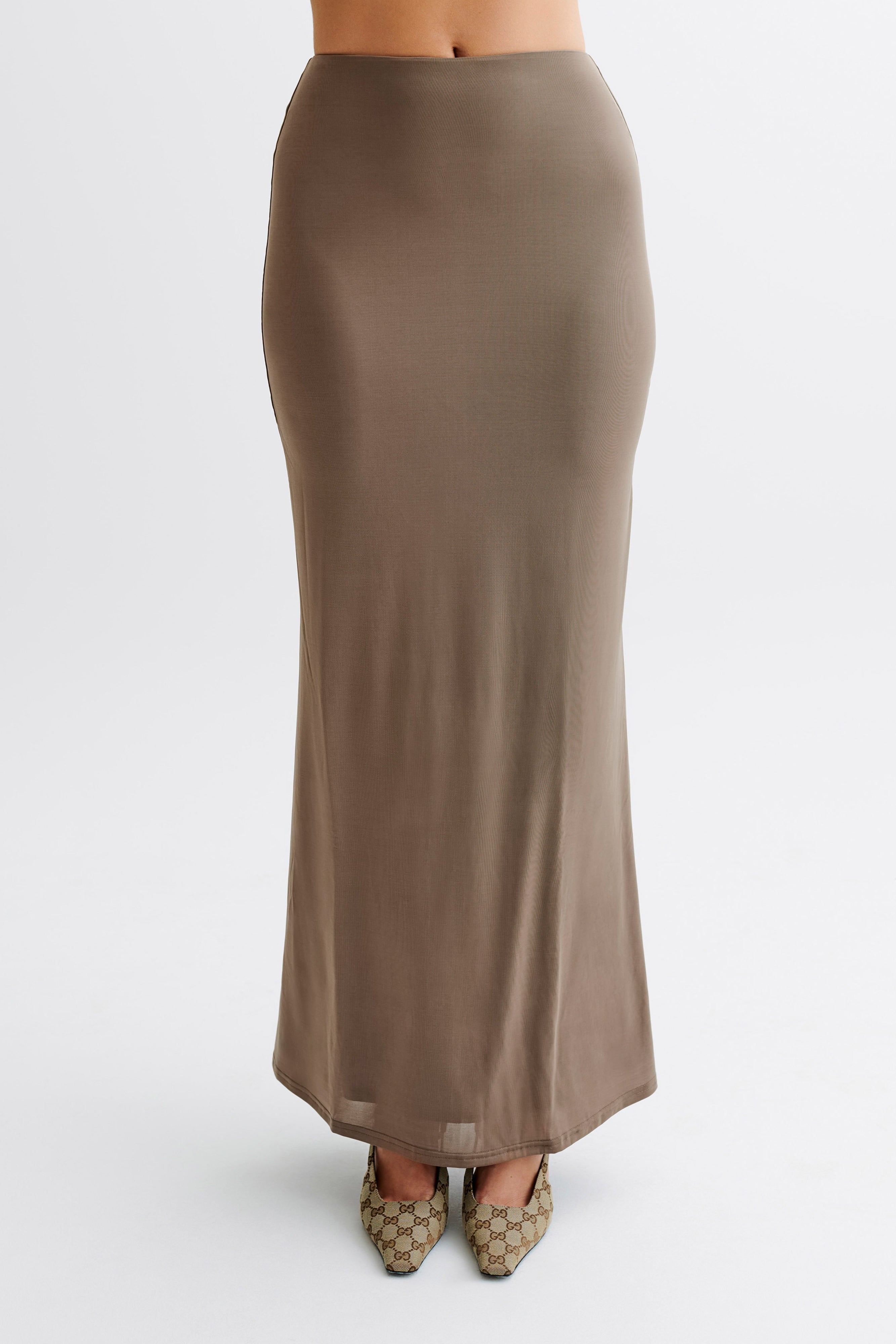 Bruna Slinky Fishtail Maxi Skirt - Coco