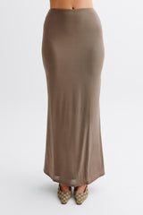 Bruna Slinky Fishtail Maxi Skirt - Coco