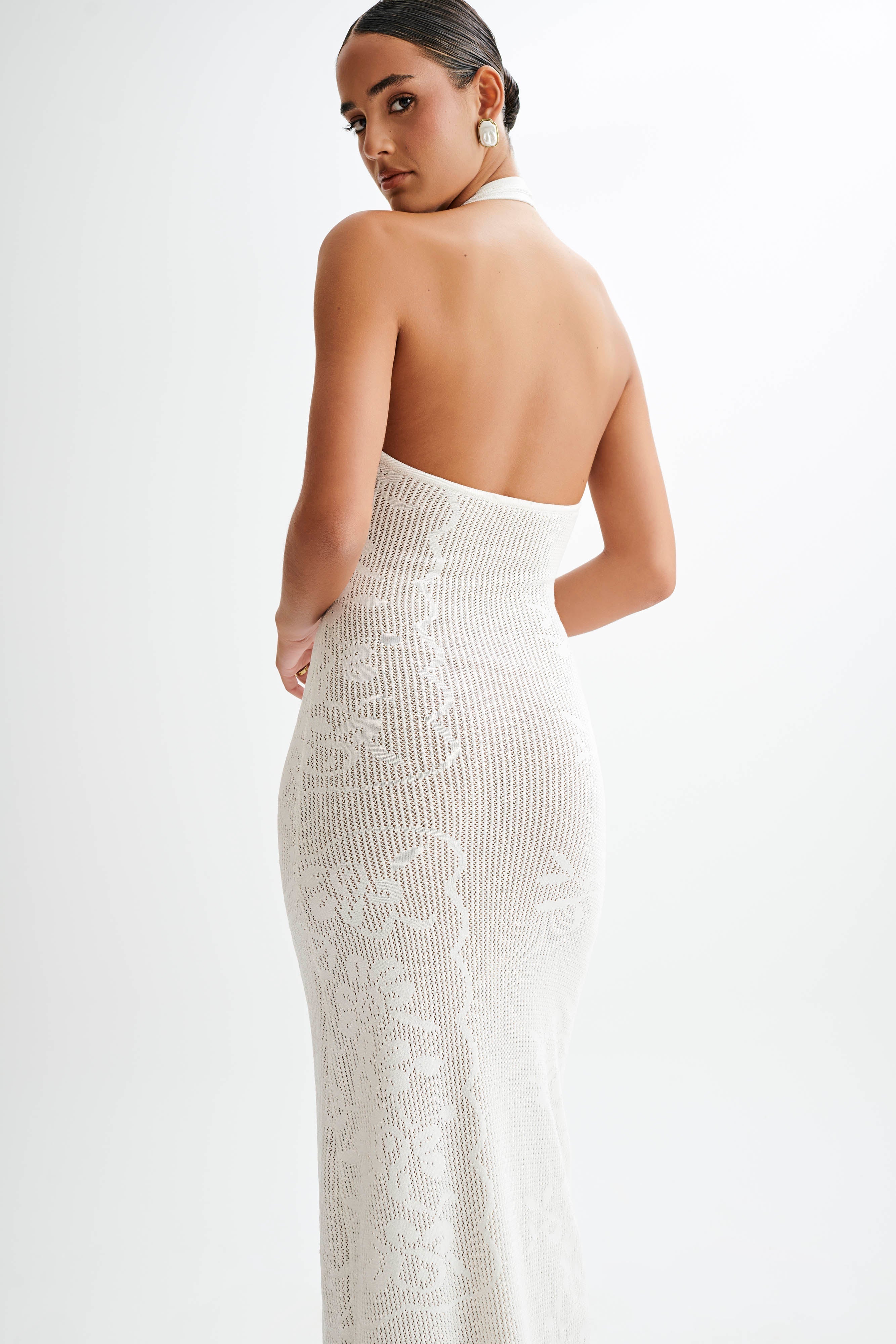 Patrizia Knit Halter Maxi Dress - Ivory