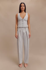 Penelope Pleated High Waisted Pants - Grey