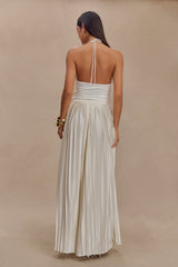 Tyla Draped Slinky Halter Top - White