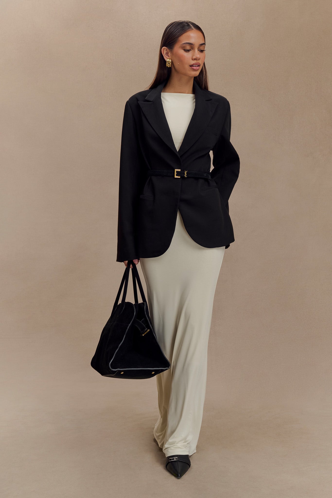 Bexley Oversized Blazer With Shoulder Pads - Black