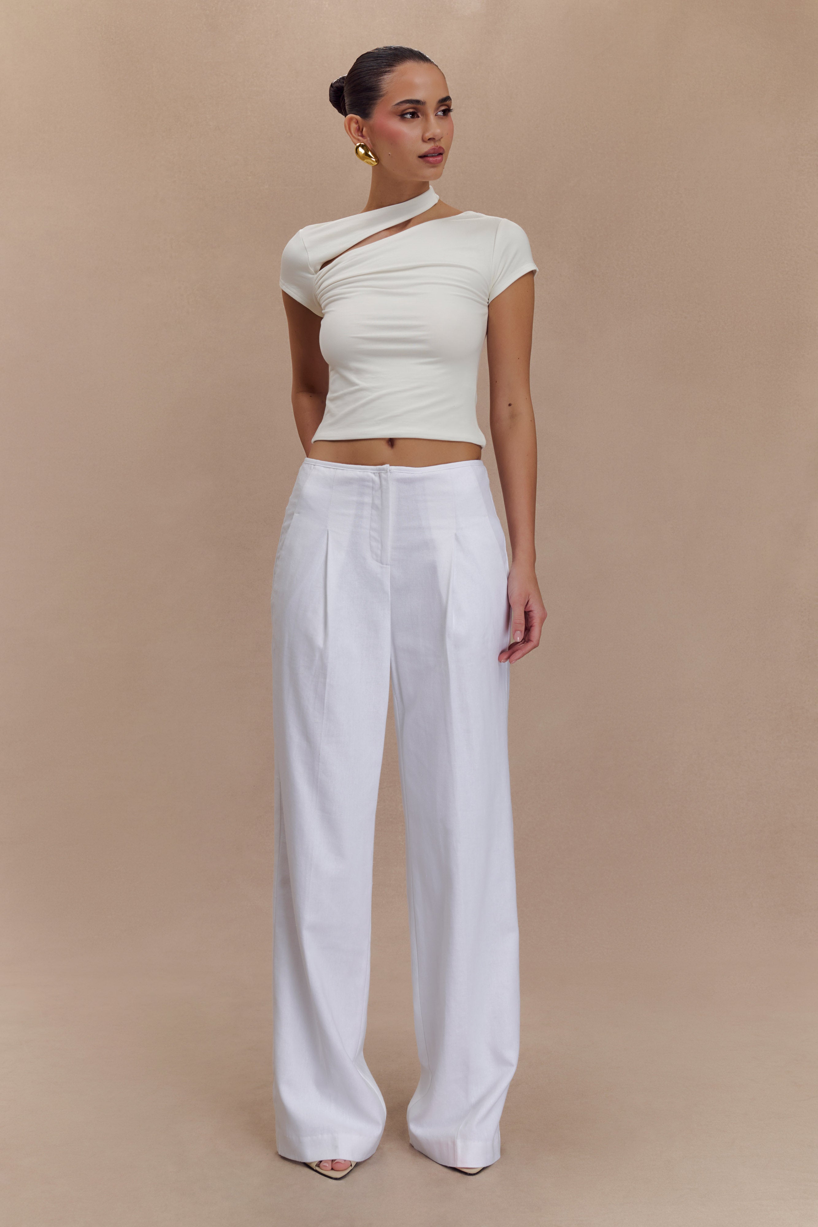 Aurelie Cut Out Short Sleeve Top - Ivory