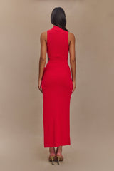 Stephanie Cut Out Knit Maxi Dress - Red