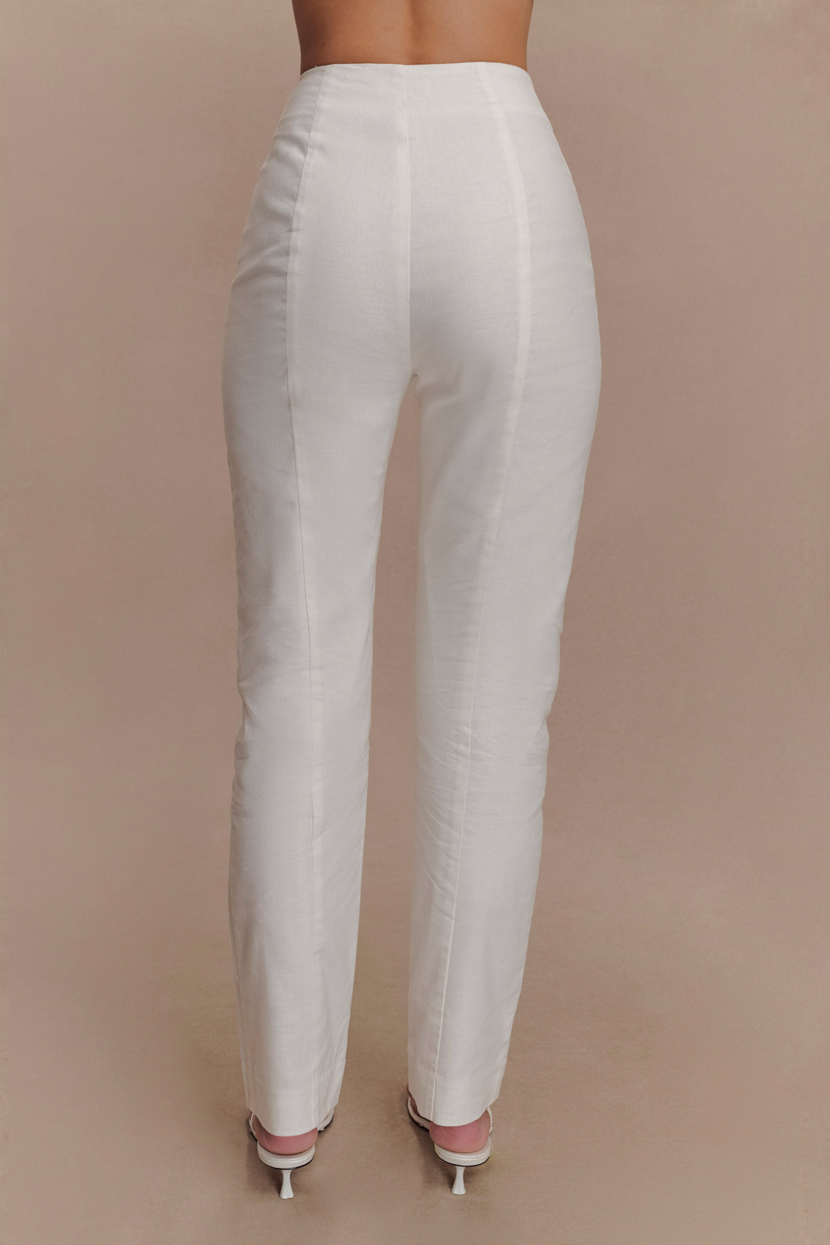 Dora Linen Straight Leg Pant - Ivory