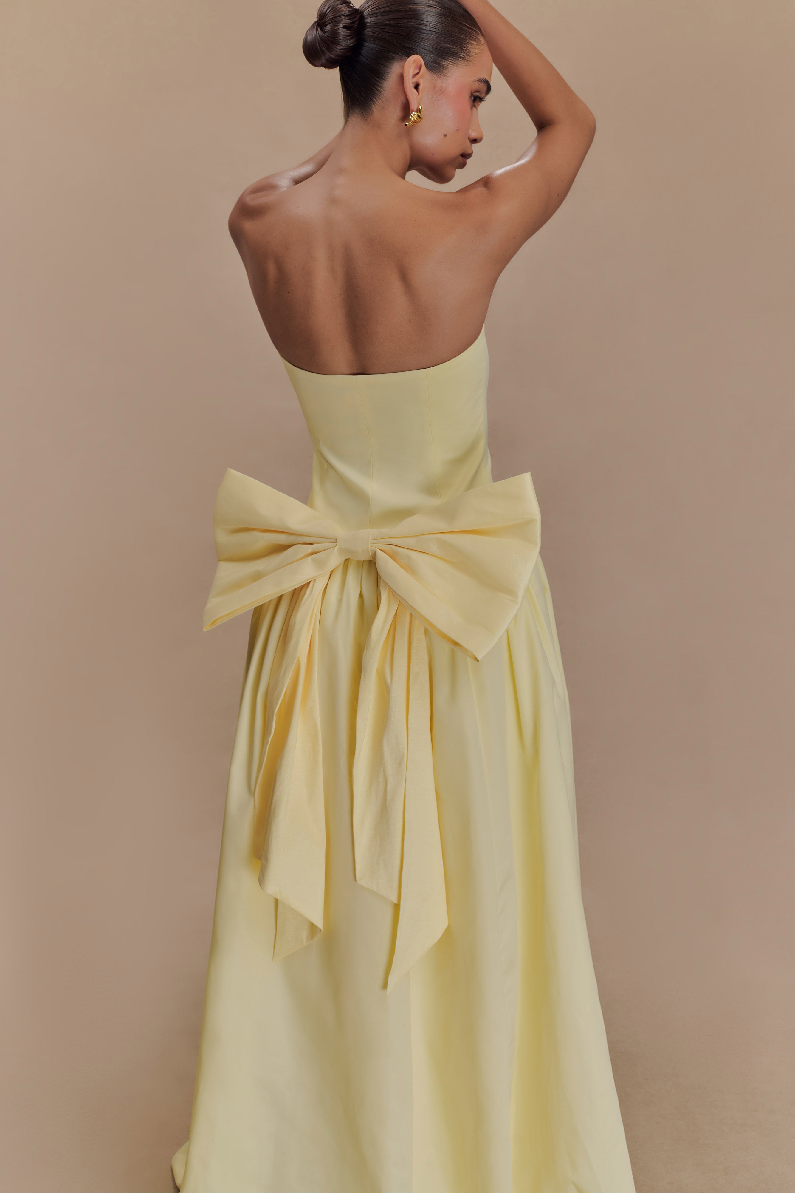 Frances Strapless Bow Maxi Dress - Lemon