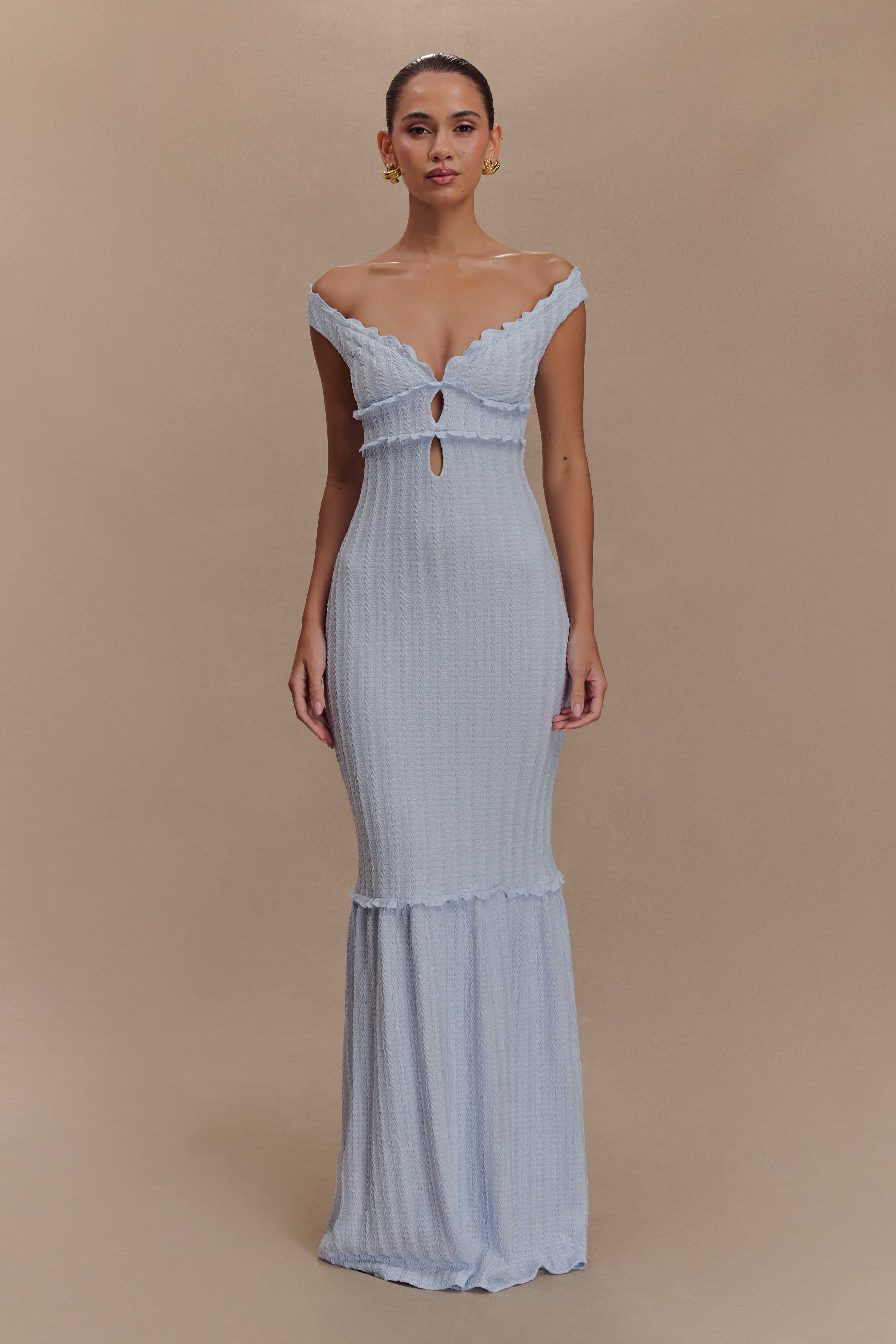 Natalie Off Shoulder Maxi Dress - Sky Blue