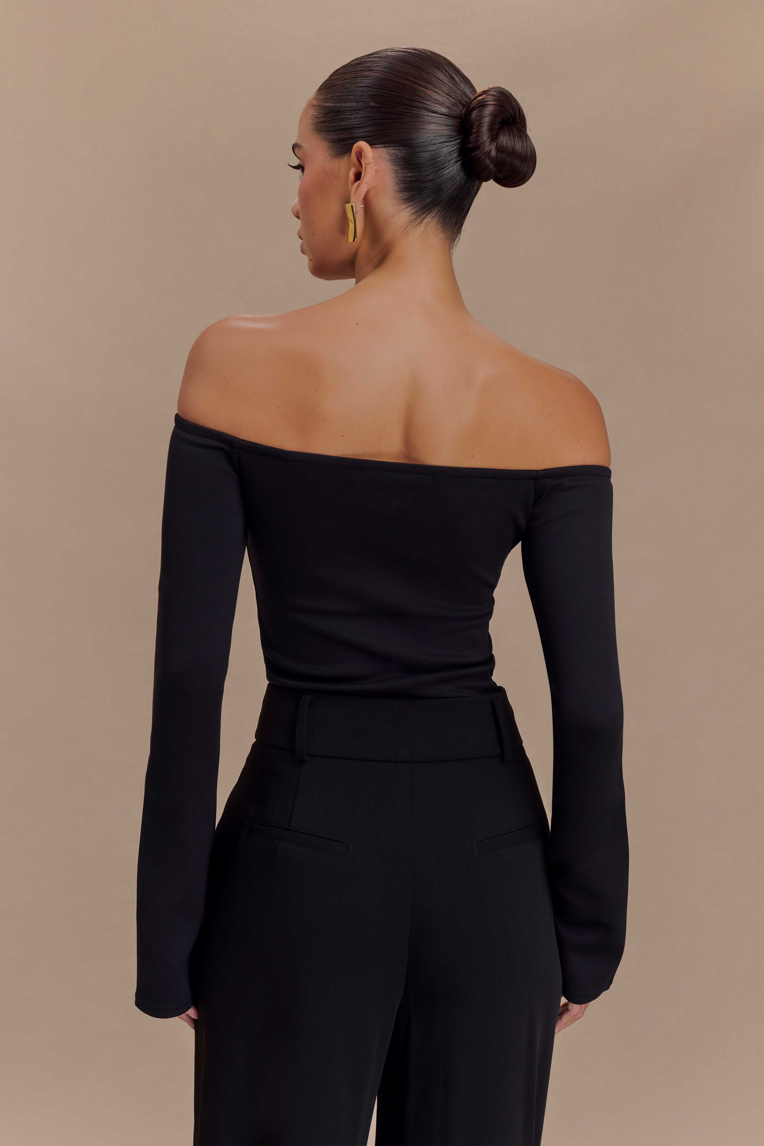 Marlene Scuba Jersey Contrast Top - Black/White