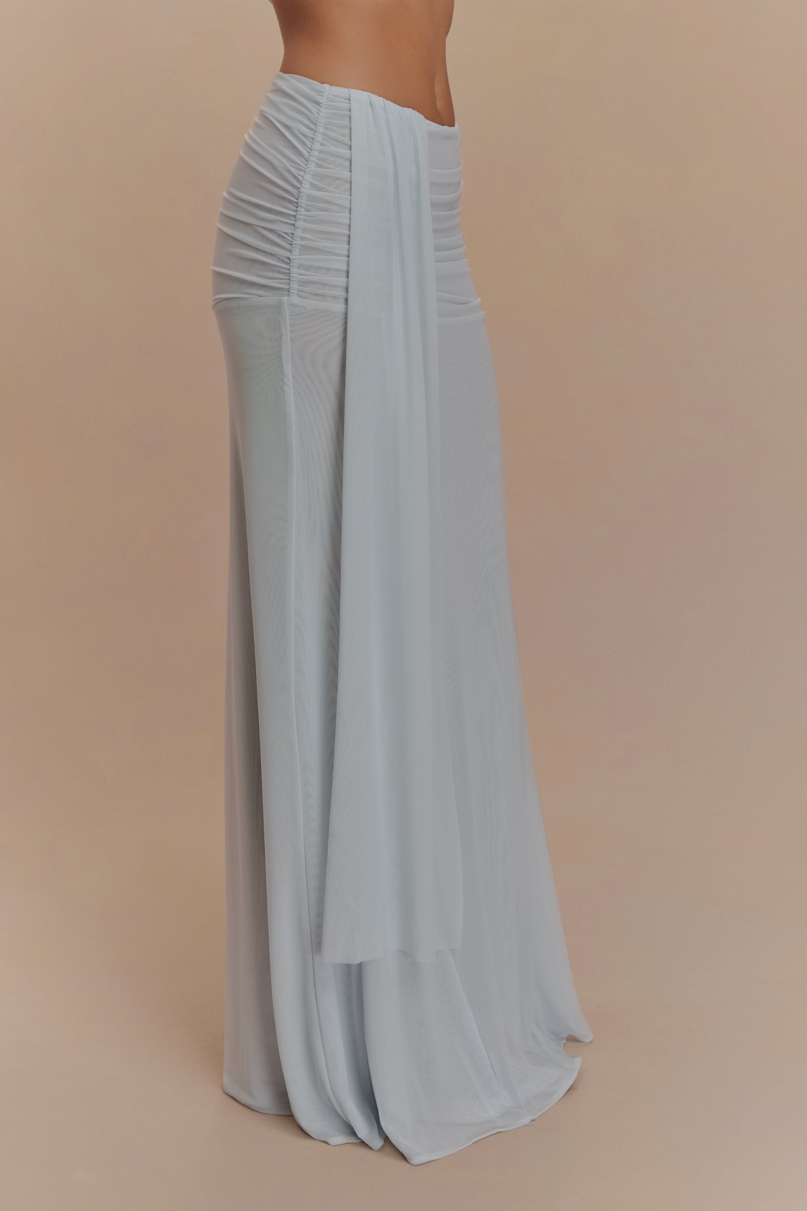 Arna Mesh Maxi Skirt - Pale Blue