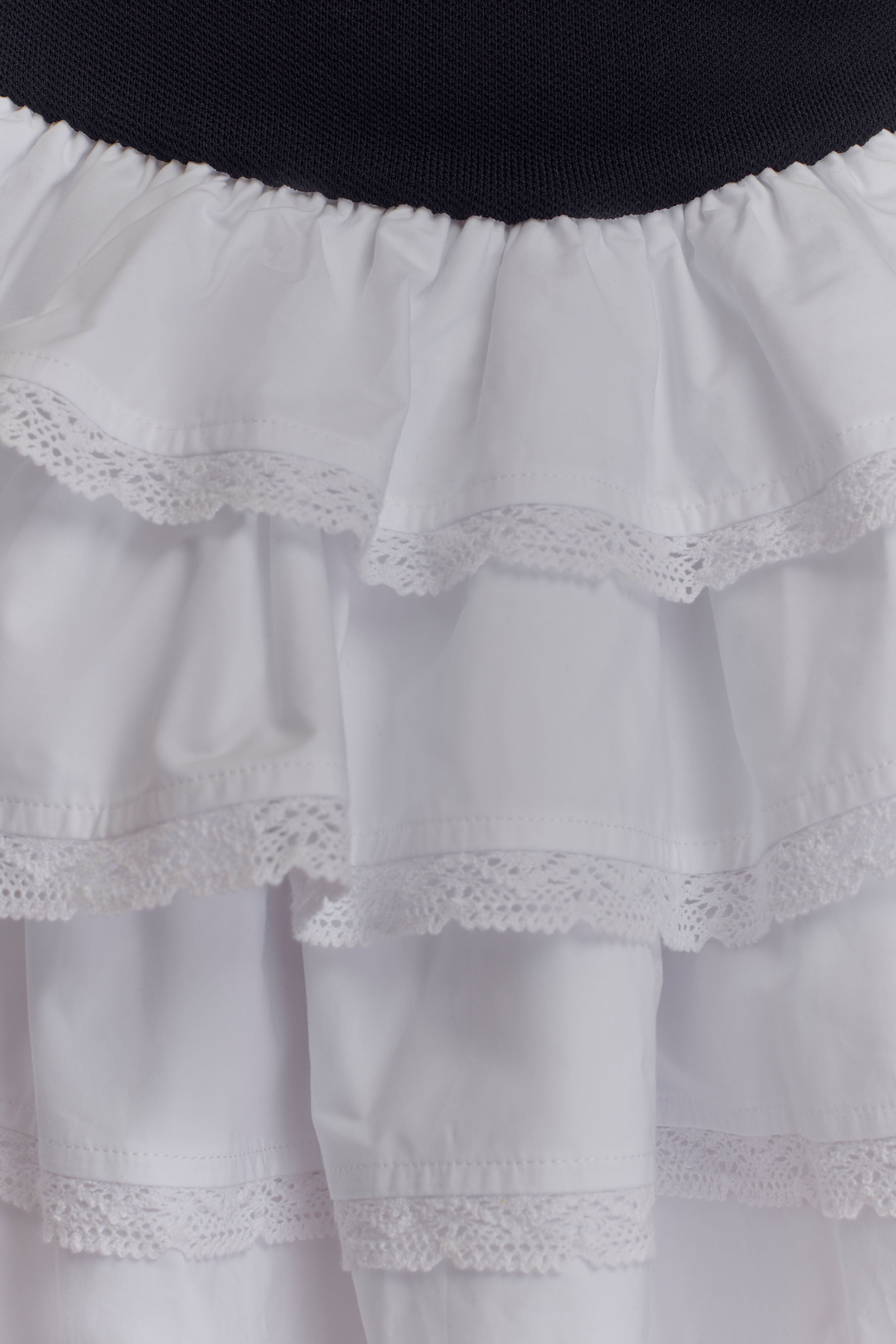 Maeve Contrast Ruffle Knit Mini Dress - Black/White