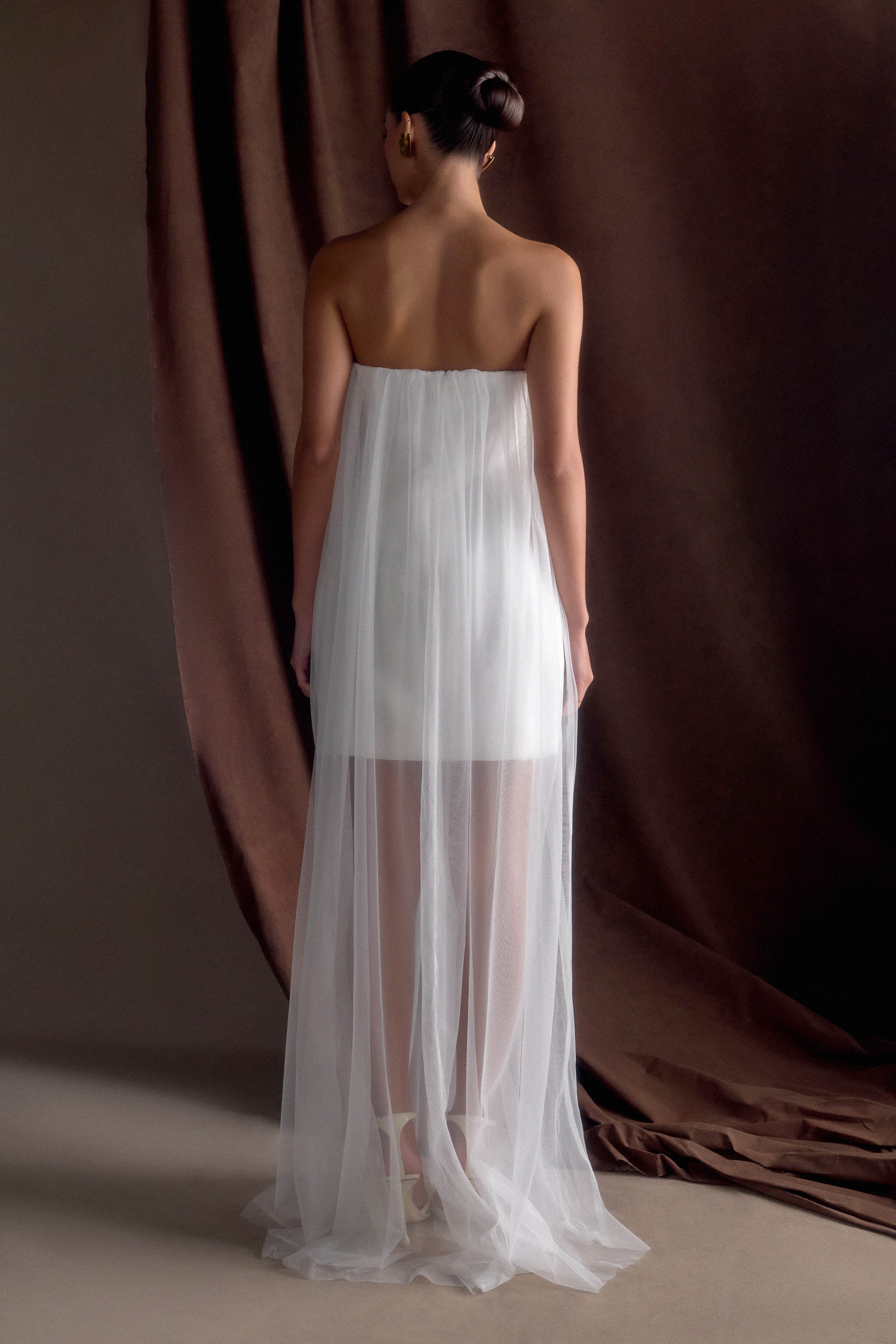 Bettany Chiffon Strapless Maxi Dress - White