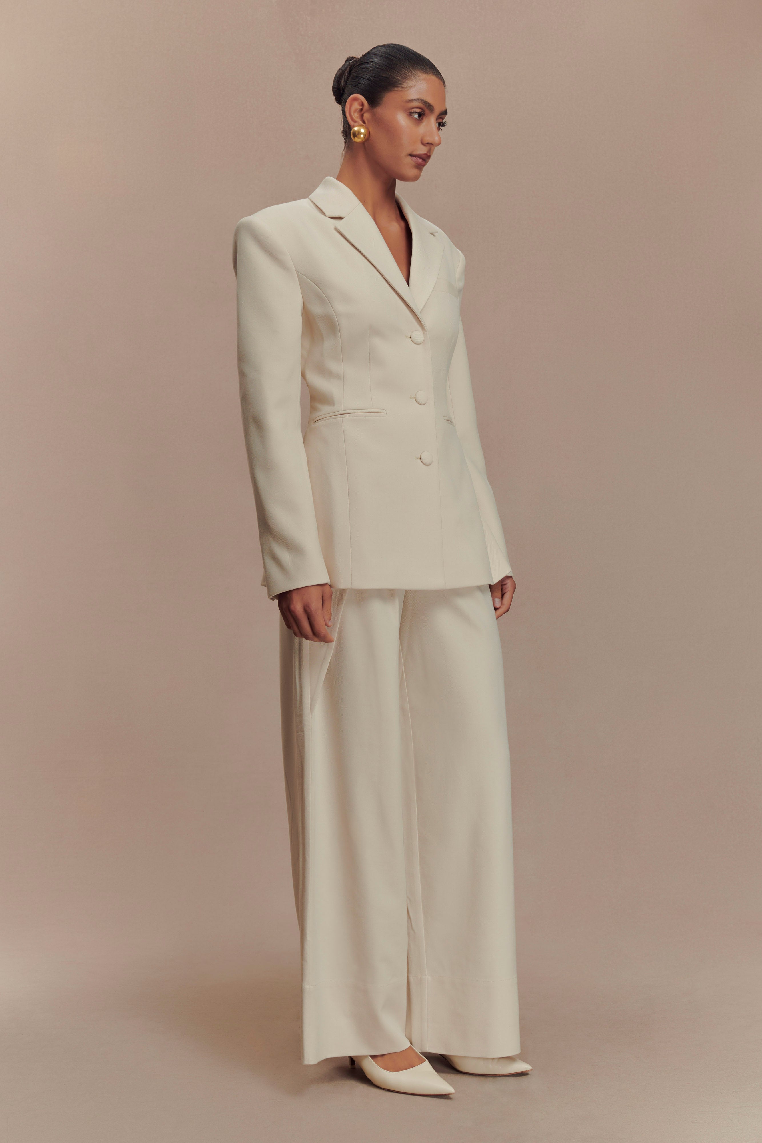 Mila Straight Leg Suiting Pant - Buttermilk