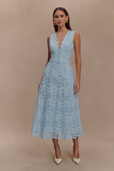 Arla Sleeveless Broderie Top - Pale Cornflower Blue