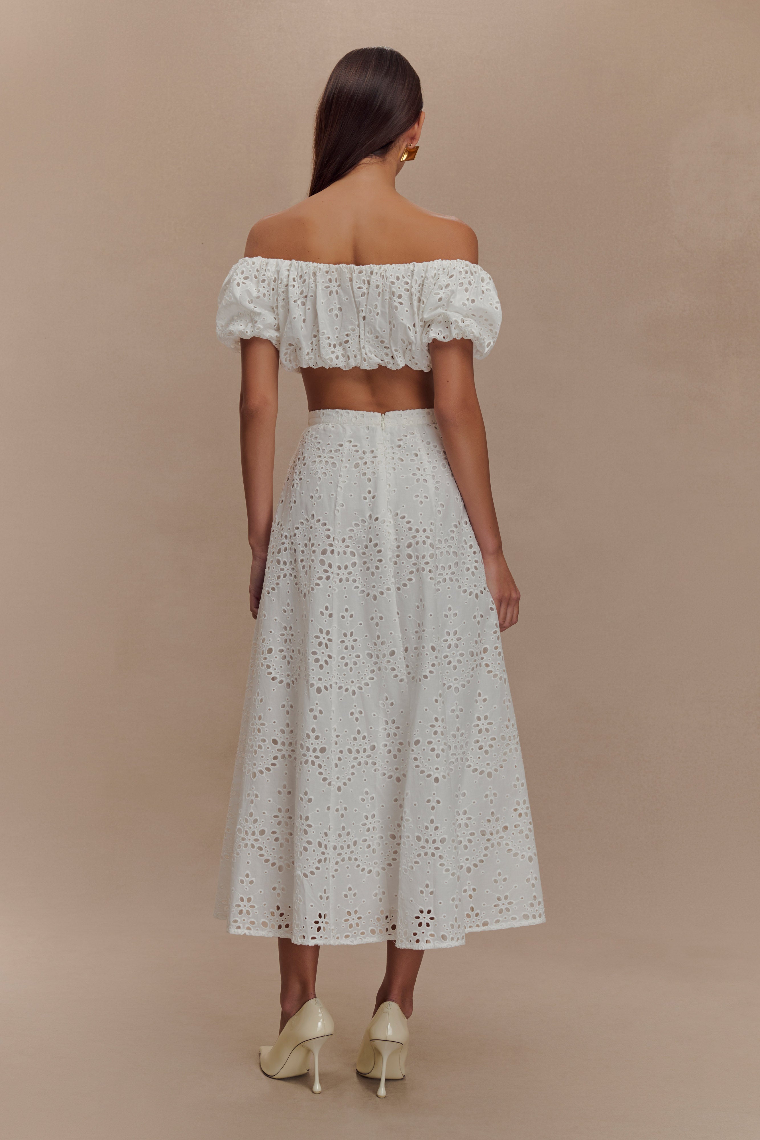 Autumn Off Shoulder Bubble Top - White