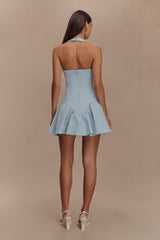 Calipso Halter Mini Dress - Cornflower Blue