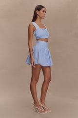Gretel Sleeveless Crop Top - Blue Pinstripe