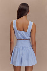 Gretel Sleeveless Crop Top - Blue Pinstripe