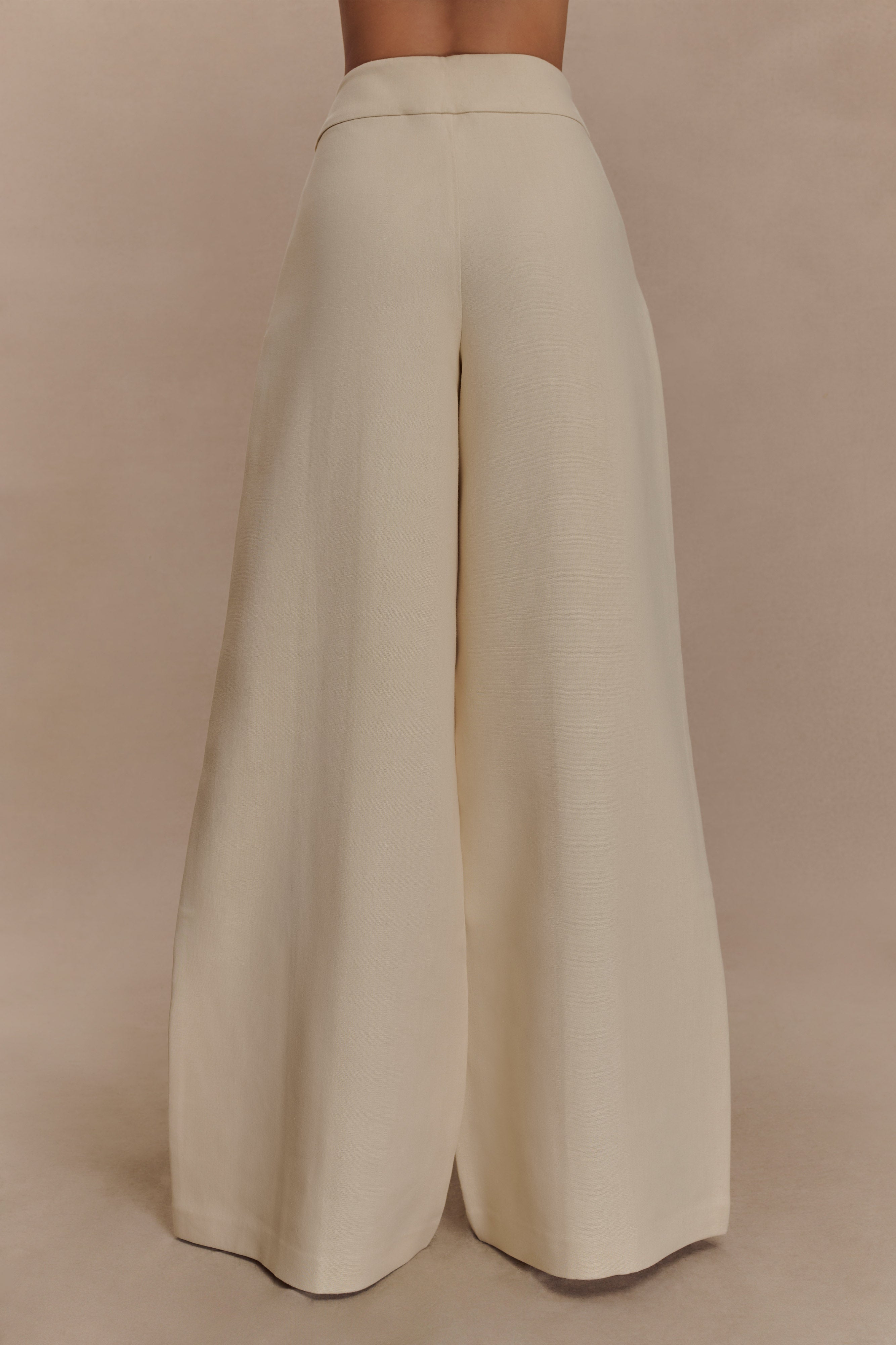 Raya Mid Rise Wide Leg Linen Pant - Natural Beige