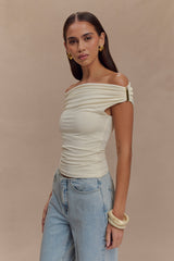 Kinsley Slinky Top With Hardware - Ivory